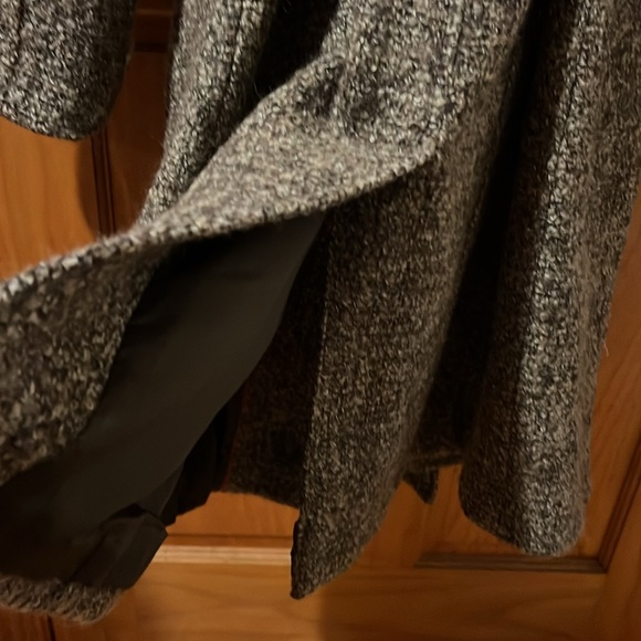 Calvin Klein wool tweed coat double breasted with belt Color: brown gray cream - Picture 7 of 10